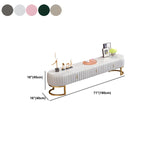 Nordic Grey Marble Pleated Front TV Stand with Gold Base