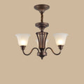 Multi-Light Vintage Metal Chandelier with White Glass Shade