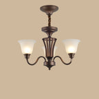 Multi-Light Vintage Metal Chandelier with White Glass Shade
