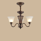 Multi-Light Vintage Metal Chandelier with White Glass Shade