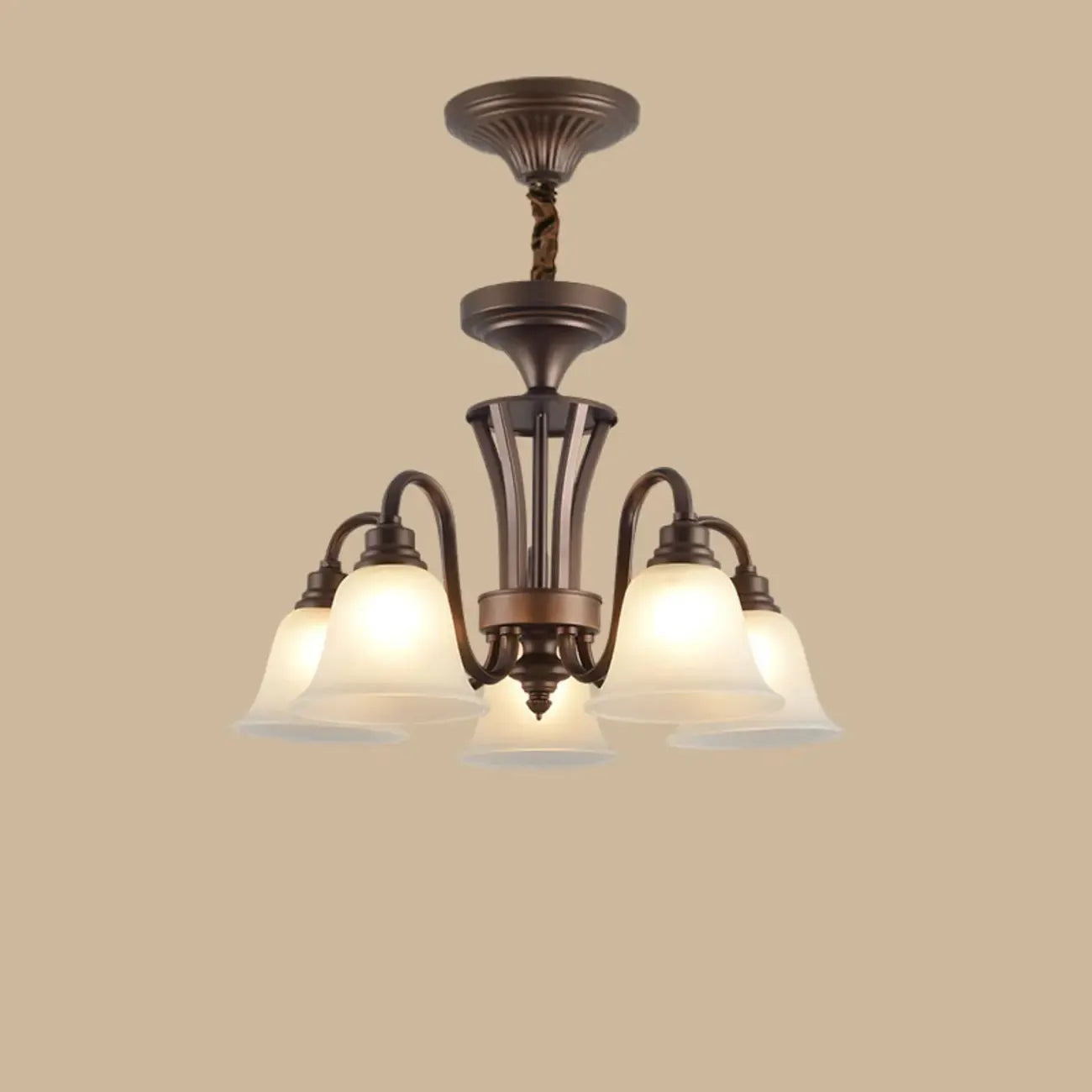 Multi-Light Vintage Metal Chandelier with White Glass Shade