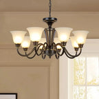 Multi-Light Vintage Metal Chandelier with White Glass Shade