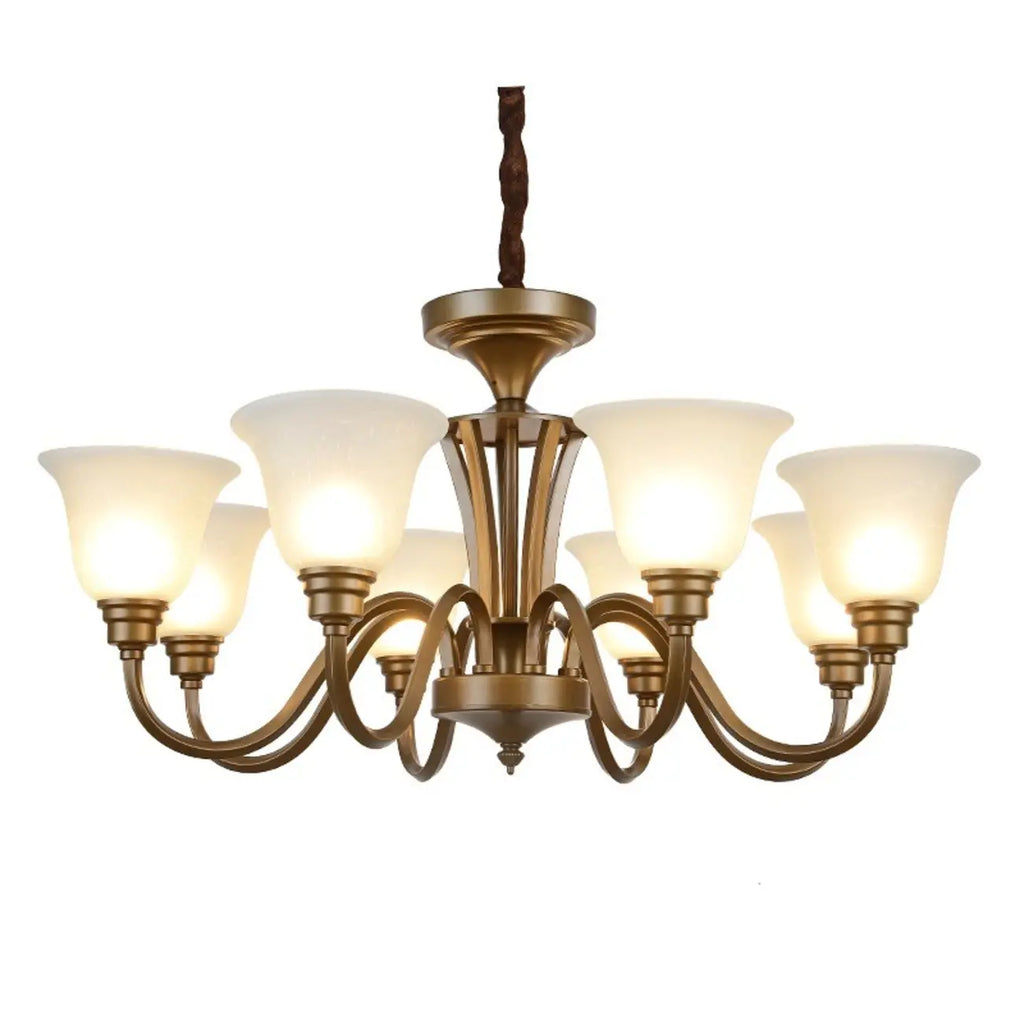 Multi-Light Vintage Metal Chandelier with White Glass Shade
