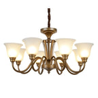 Multi-Light Vintage Metal Chandelier with White Glass Shade