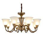 Multi-Light Vintage Metal Chandelier with White Glass Shade
