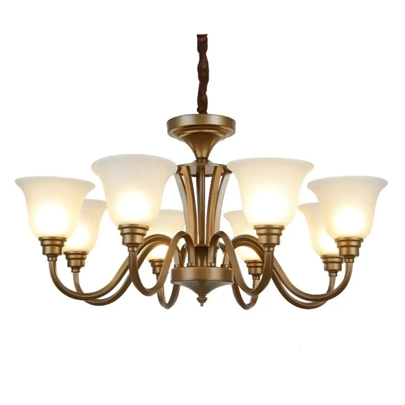 Multi-Light Vintage Metal Chandelier with White Glass Shade