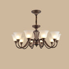 Multi-Light Vintage Metal Chandelier with White Glass Shade