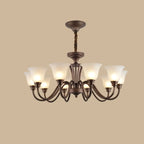 Multi-Light Vintage Metal Chandelier with White Glass Shade