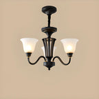 Multi-Light Vintage Metal Chandelier with White Glass Shade