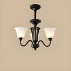 Multi-Light Vintage Metal Chandelier with White Glass Shade