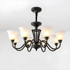 Multi-Light Vintage Metal Chandelier with White Glass Shade