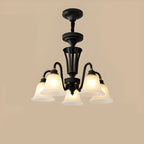 Multi-Light Vintage Metal Chandelier with White Glass Shade