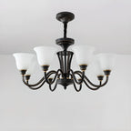 Multi-Light Vintage Metal Chandelier with White Glass Shade