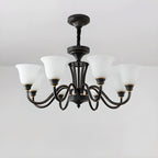 Multi-Light Vintage Metal Chandelier with White Glass Shade