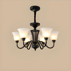 Multi-Light Vintage Metal Chandelier with White Glass Shade