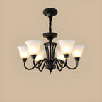Multi-Light Vintage Metal Chandelier with White Glass Shade