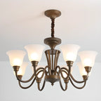 Multi-Light Vintage Metal Chandelier with White Glass Shade