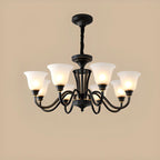 Multi-Light Vintage Metal Chandelier with White Glass Shade
