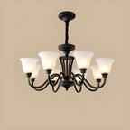 Multi-Light Vintage Metal Chandelier with White Glass Shade