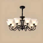 Multi-Light Vintage Metal Chandelier with White Glass Shade