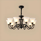 Multi-Light Vintage Metal Chandelier with White Glass Shade