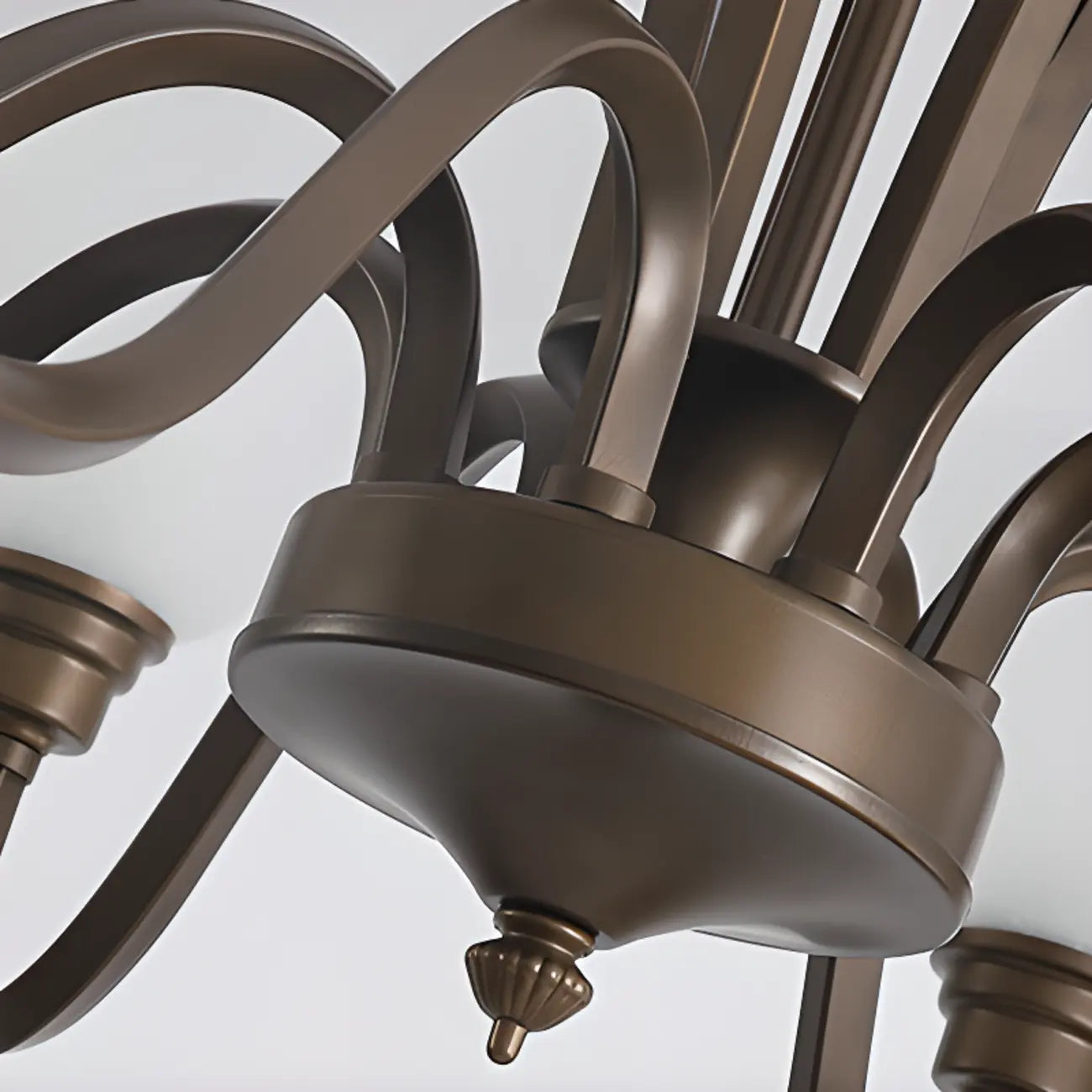 Multi-Light Vintage Metal Chandelier with White Glass Shade