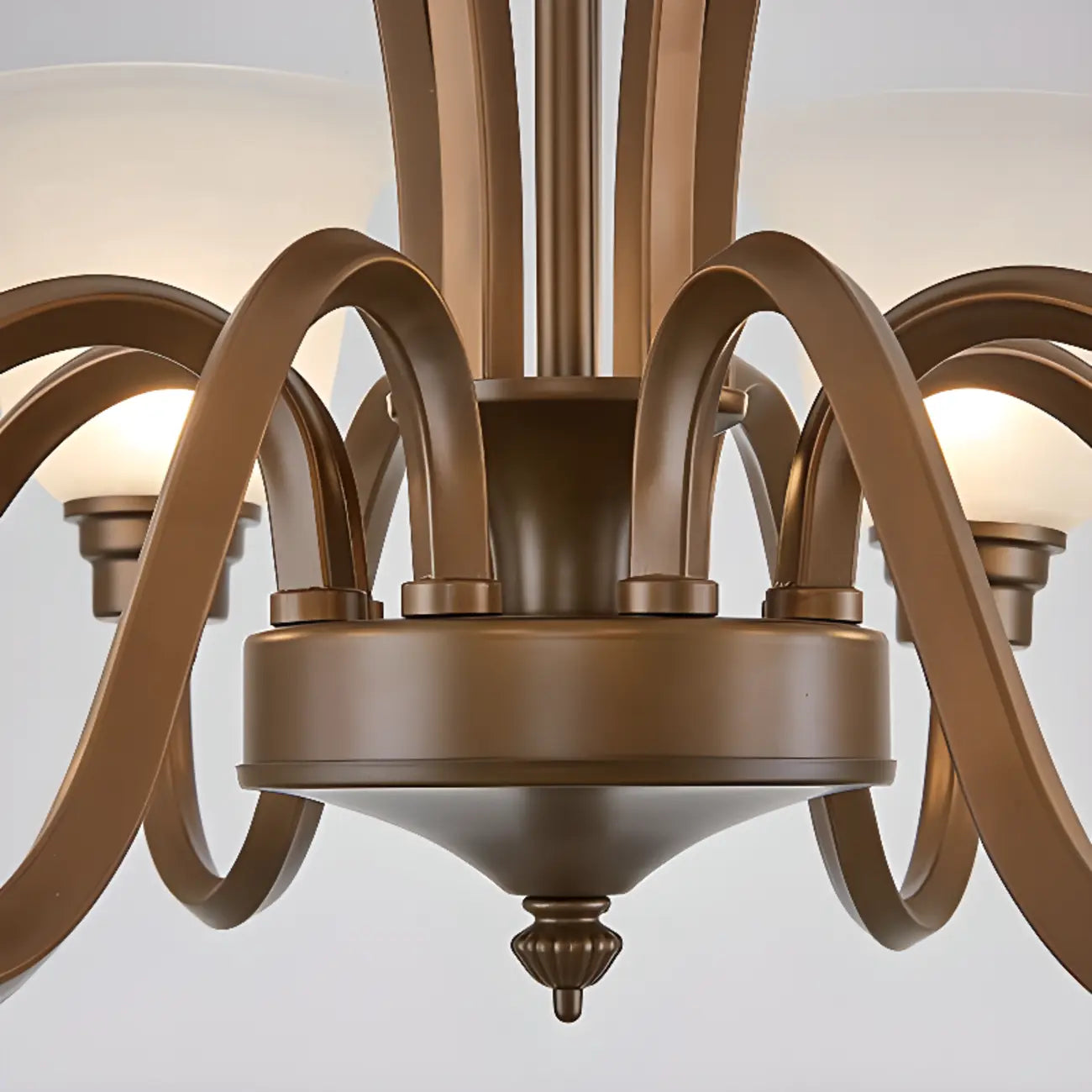 Multi-Light Vintage Metal Chandelier with White Glass Shade