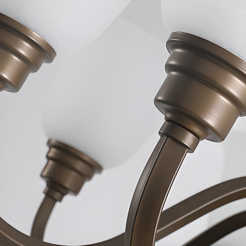 Multi-Light Vintage Metal Chandelier with White Glass Shade