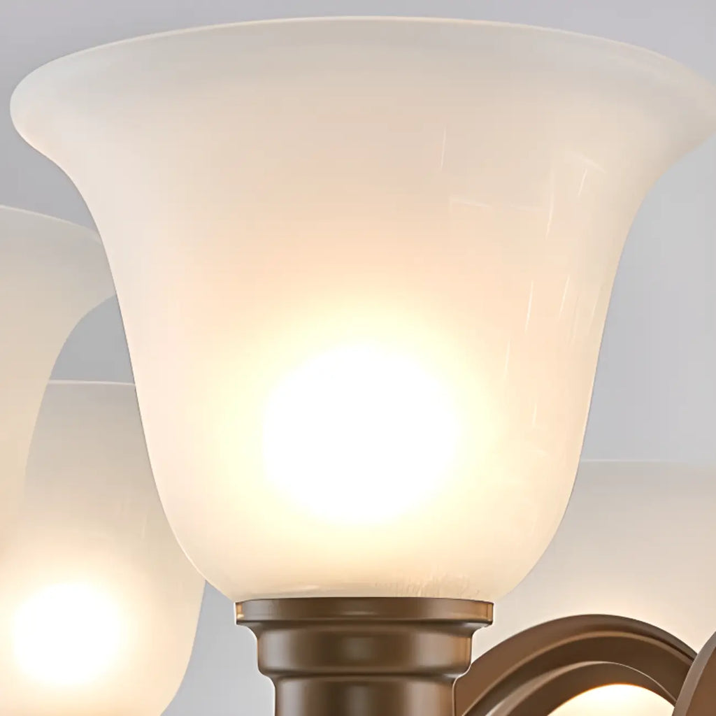 Multi-Light Vintage Metal Chandelier with White Glass Shade