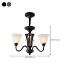 Multi-Light Vintage Metal Chandelier with White Glass Shade