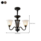 Multi-Light Vintage Metal Chandelier with White Glass Shade