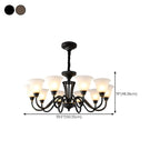Multi-Light Vintage Metal Chandelier with White Glass Shade