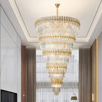 5-Tier Luxurious Crystal Chandelier for High Ceilings