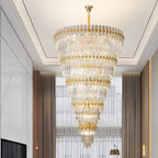 5-Tier Luxurious Crystal Chandelier for High Ceilings