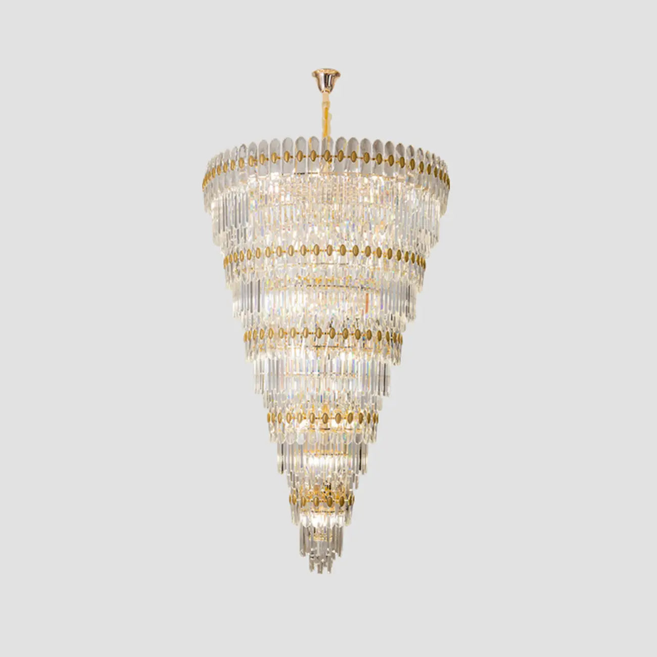 5-Tier Luxurious Crystal Chandelier for High Ceilings