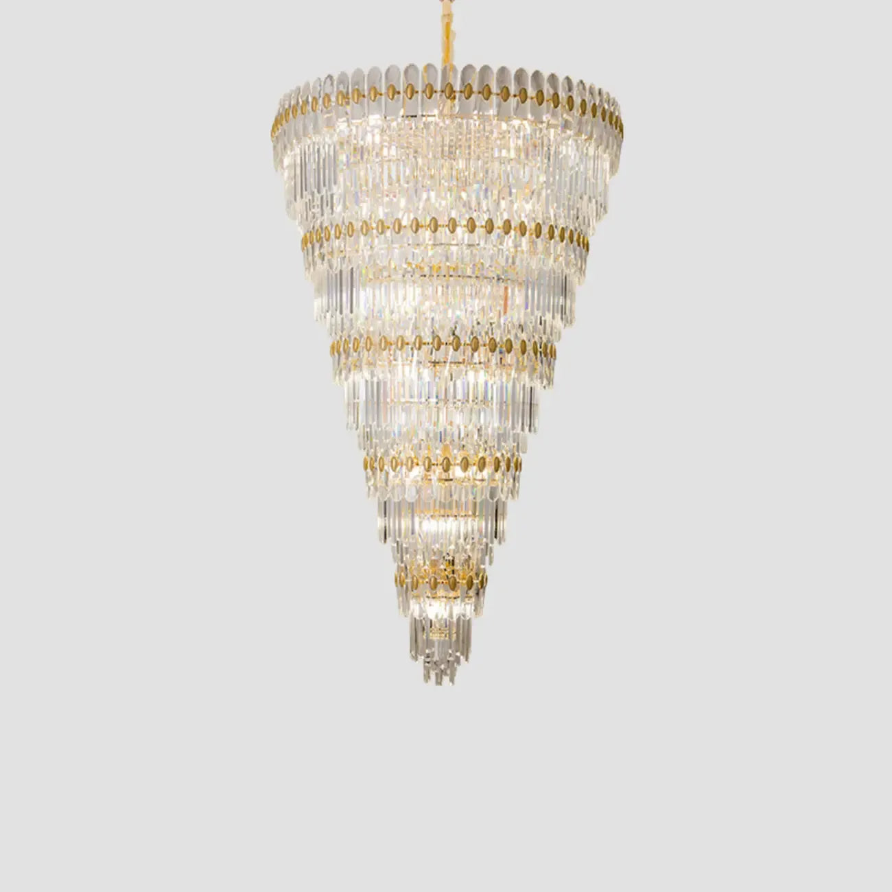 5-Tier Luxurious Crystal Chandelier for High Ceilings