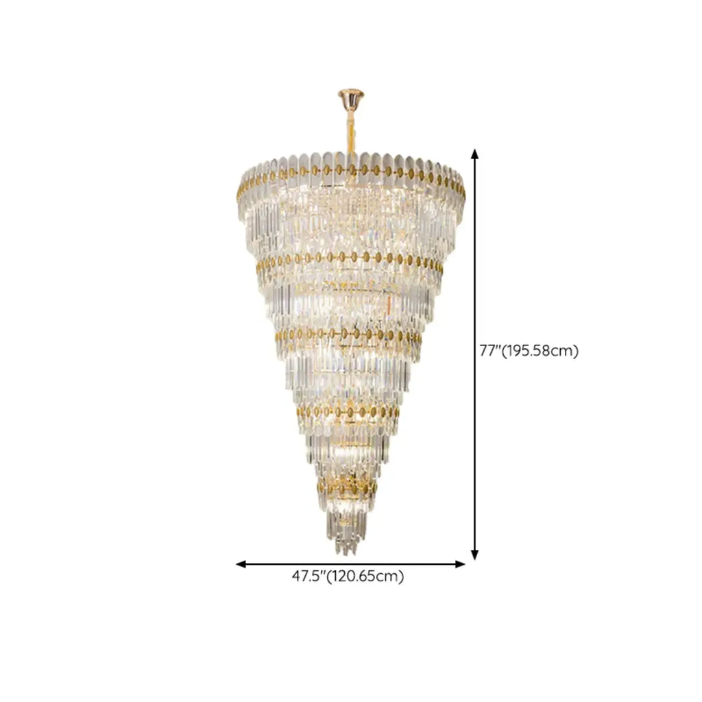 5-Tier Luxurious Crystal Chandelier for High Ceilings