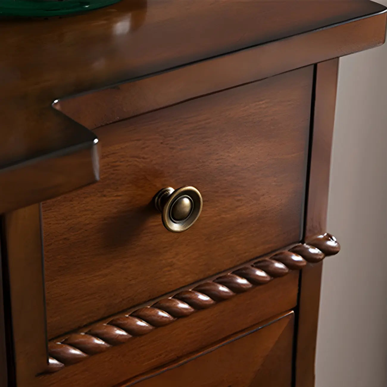 Retro Brown Wooden Sideboard with Glass Doors