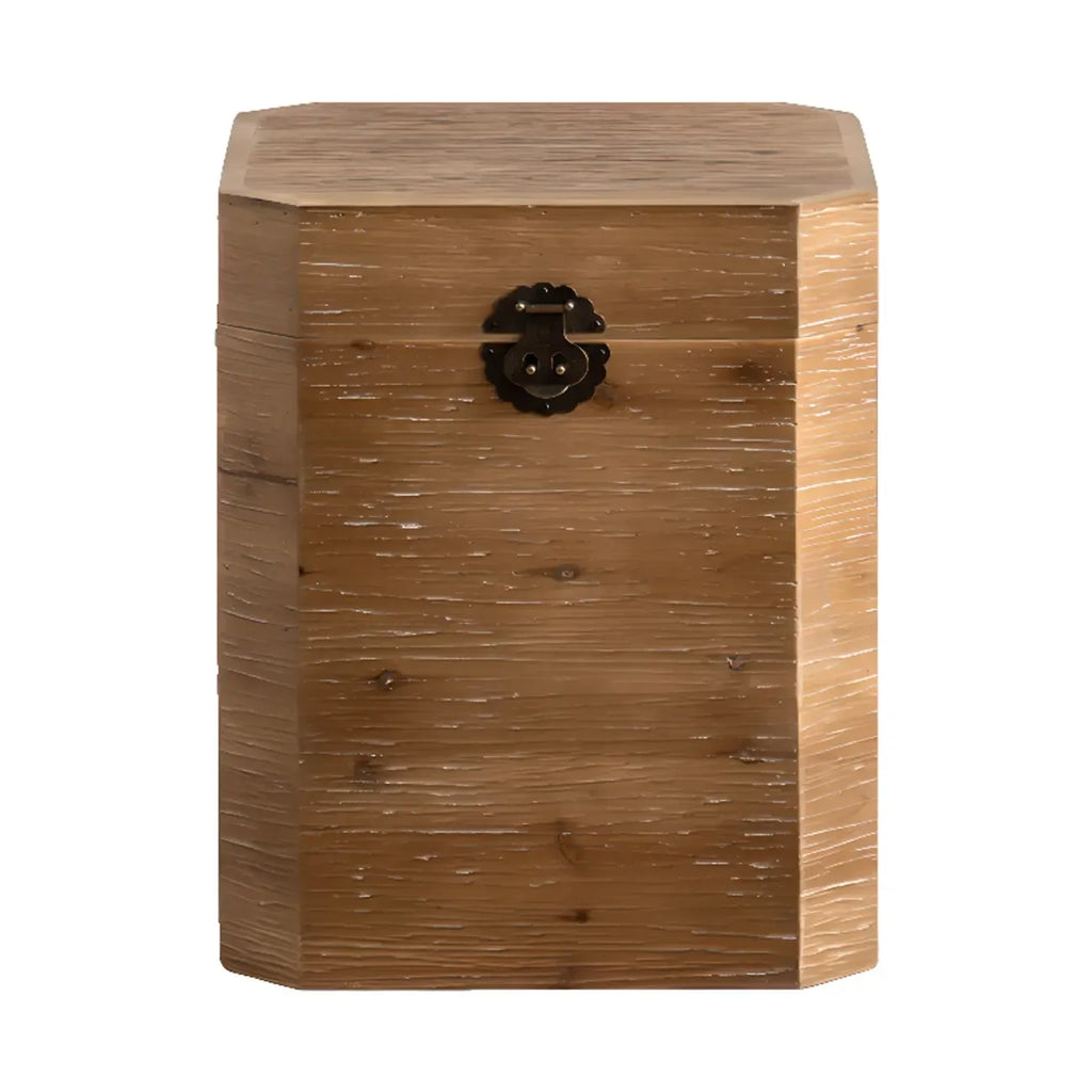 Natural Finish Square Rustic Wood End Table