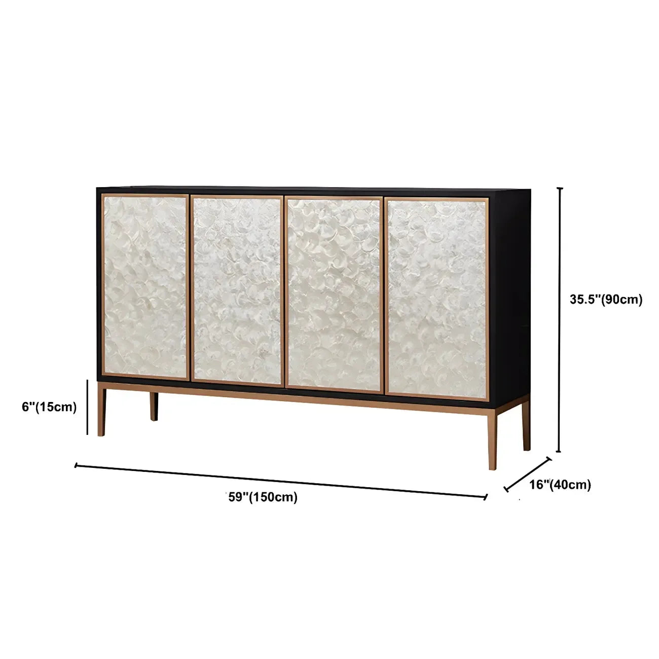 Modern Wooden Sideboard in Silver with Cabinets