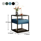 Modern Blue Nightstand with Glass Top and Drawer Storage
