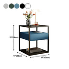 Modern Blue Nightstand with Glass Top and Drawer Storage