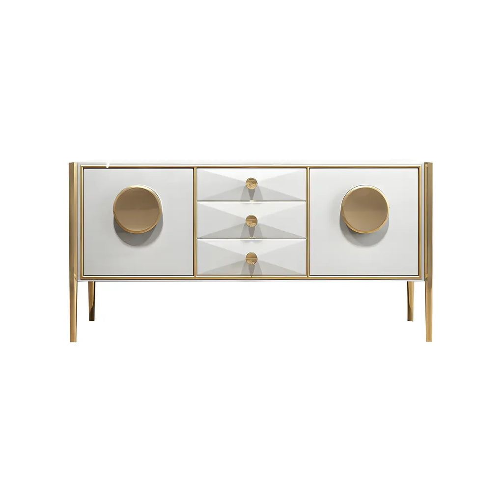 Modern Glossy Wooden Buffet Table with Drawers & Cabinets