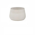 Foldable Round Accent White Drum End Table with Storage