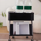 Rolling Metal Storage C-Shaped Side Table with Magazine Rack