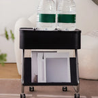 Rolling Metal Storage C-Shaped Side Table with Magazine Rack