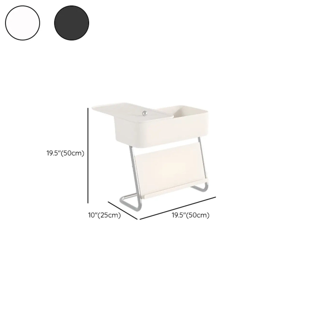Rolling Metal Storage C-Shaped Side Table with Magazine Rack
