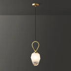 White Glass Pendant Light with Long Cord for Bedside