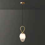 White Glass Pendant Light with Long Cord for Bedside