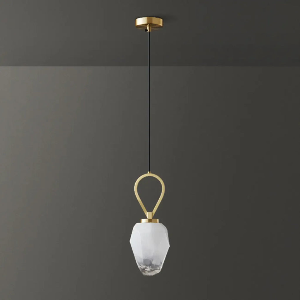 White Glass Pendant Light with Long Cord for Bedside